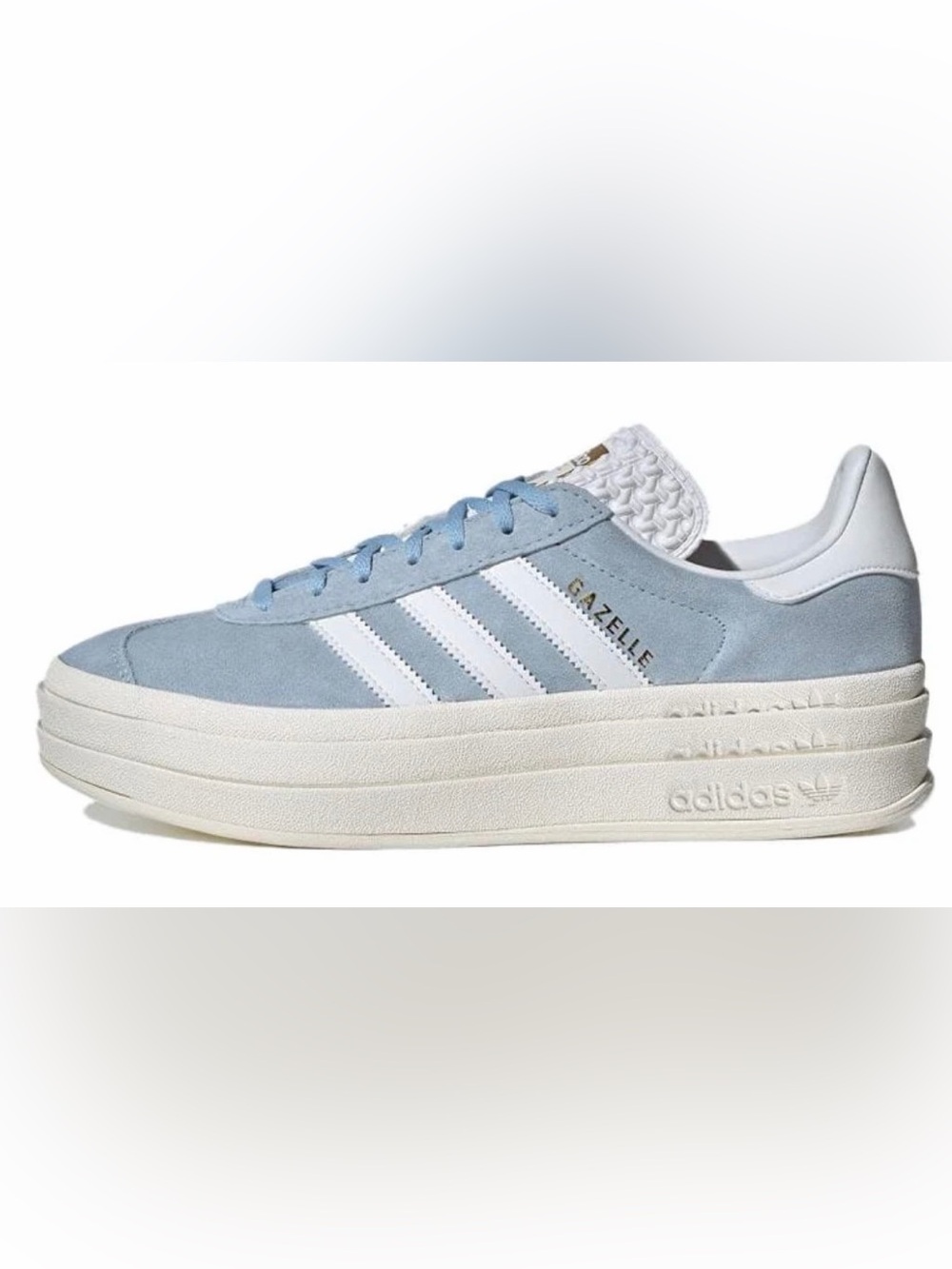 adidas Gazelle Pastel Blue Suede Platform Sneakers with White Stripes